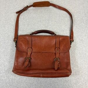 Levenger Tusting Clipper Full Grain Leather Messenger Briefcase Made In England